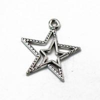 Zinc Alloy Star Pendant, plated, silver color 