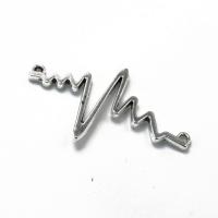 Zinc Alloy Charm Connector, Electrocardiographic, plated, silver color 