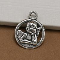 Zinc Alloy Jewelry Pendants, Round, plated, silver color 