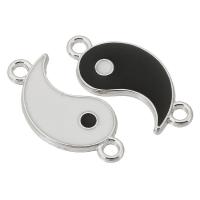 Enamel Zinc Alloy Connector, plated, ying yang & DIY & for couple & 1/1 loop Approx 2mm, Approx 