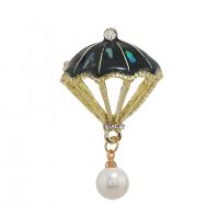Shell Brooch, Zinc Alloy, with Shell, plated, Unisex & enamel & with rhinestone, mixed colors 