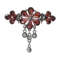 Hair Barrettes, Zinc Alloy, with Crystal, Flower, silver color plated, for woman 