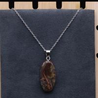 Picasso Jasper Necklace, with Zinc Alloy, silver color plated mixed colors .75 Inch 