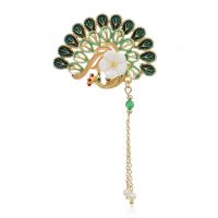 Freshwater Pearl Brooch, Zinc Alloy, with Shell & Freshwater Pearl, gold color plated & enamel & with rhinestone, mixed colors 