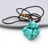 Collier Bijoux en turquoise, turquoise naturelle, avec cordon de polyester, bijoux de mode, bleu, 30-40mm .75 pouce, Vendu par PC