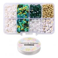 Mixed Acrylic Jewelry Beads, with Glass Beads & ABS Plastic Pearl & Plastic Box & Polymer Clay & Crystal Thread, Round, DIY & enamel Approx 