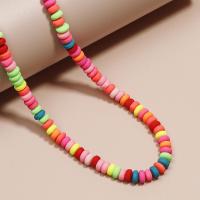 Rondelle Polymer Clay Perlen, Polymer Ton, DIY & glänzend, gemischte Farben, 6x3mm, Länge:ca. 12.99 ZollInch, ca. 110PCs/Strang, verkauft von Strang