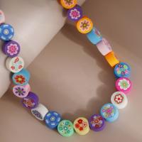 Polymer Clay Jewelry Beads, DIY & with flower pattern, mixed colors Approx 15.75 Inch, Approx 