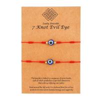 Evil Eye Jewelry Bracelet, Polyester Cord, with zinc alloy bead & Resin, Round, gold color plated, 2 pieces & Adjustable & fashion jewelry & for couple cm 