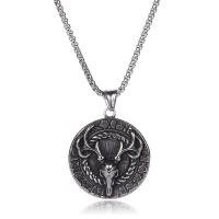 304 Stainless Steel Necklace, Round, plated, fashion jewelry & for man, silver-grey cm 