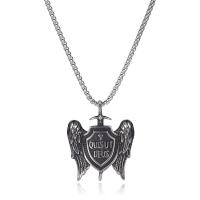Stainless Steel Jewelry Necklace, 304 Stainless Steel, Angel Wing, plated, fashion jewelry & for man, silver-grey cm 