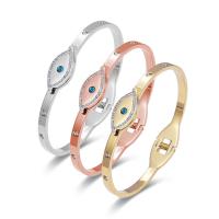 Acier titane bracelet ordinaire, Mauvais œil, Placage, bijoux de mode & pour femme & avec strass, plus de couleurs à choisir, 10mm, Diamètre inté Environ Vendu par PC