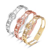 Acier titane bracelet ordinaire, Rond, Placage, bijoux de mode & pour femme & avec strass & creux, plus de couleurs à choisir, 15mm, Diamètre inté Environ Vendu par PC