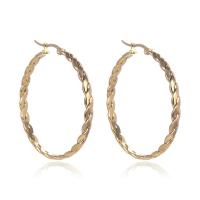 Titanium Steel Hoop Earring, Round, gold color plated, fashion jewelry & for woman, golden 