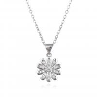 Cubic Zircon Micro Pave Brass Necklace, Flower, plated, micro pave cubic zirconia & for woman 12.4mm 