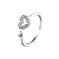 Cubic Zirconia Micro Pave Brass Finger Ring, Heart, plated, Adjustable & micro pave cubic zirconia & for woman 