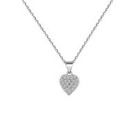 Cubic Zircon Micro Pave Brass Necklace, Heart, plated, micro pave cubic zirconia & for woman 