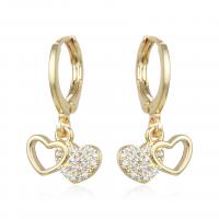 Brass Huggie Hoop Drop Earring, plated, micro pave cubic zirconia & for woman 