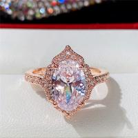 Cubic Zirconia Micro Pave Brass Finger Ring, rose gold color plated & micro pave cubic zirconia & for woman, 12mm, US Ring 