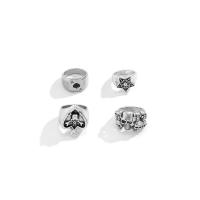 Цинковый сплав кольцо Установить, цинковый сплав, плакированный цветом под старое серебро, 4 шт. & Мужский & эмаль, 19mm, размер:9, продается указан