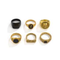 Цинковый сплав кольцо Установить, цинковый сплав, Другое покрытие, 6 шт. & Мужский, Много цветов для выбора, 19mm, 20mm, размер:9-10.5, продается указан