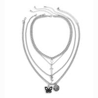 Fashion Multi Layer Necklace, Zinc Alloy, with Iron, with 2.7inch extender chain, silver color plated, multilayer & for man & enamel Approx 15.7 Inch, Approx 17.7 Inch 