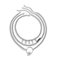 Fashion Multi Layer Necklace, Zinc Alloy, with Iron & Acrylic, with 2.7inch extender chain, Alphabet Letter, silver color plated, multilayer & for man Approx 17.7 Inch, Approx 20 Inch 