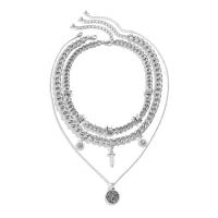 Fashion Multi Layer Necklace, Zinc Alloy, with Iron, with 2.7inch extender chain, antique silver color plated, multilayer & for man Approx 15.7 Inch, Approx  21.6 Inch 