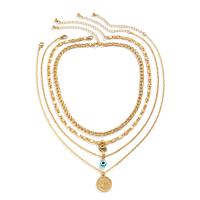 Fashion Multi Layer Necklace, Zinc Alloy, with Iron & Acrylic, with 2.7inch extender chain, gold color plated, multilayer & for man Approx 15.7 Inch, Approx  17.7 Inch 