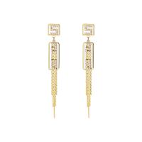 Brass Drop Earring, 14K gold plated, micro pave cubic zirconia & for woman 