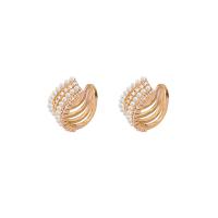 Brass Earring Clip, 14K gold plated, micro pave cubic zirconia & for woman 