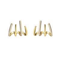 Brass Stud Earring, plated, micro pave cubic zirconia & for woman 