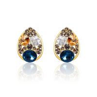 Brass Stud Earring, 14K gold plated, micro pave cubic zirconia & for woman 