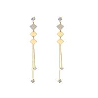 Brass Tassel Earring, 14K gold plated, micro pave cubic zirconia & for woman 