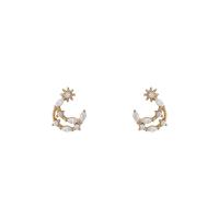 Brass Stud Earring, 14K gold plated, micro pave cubic zirconia & for woman, 13mm 
