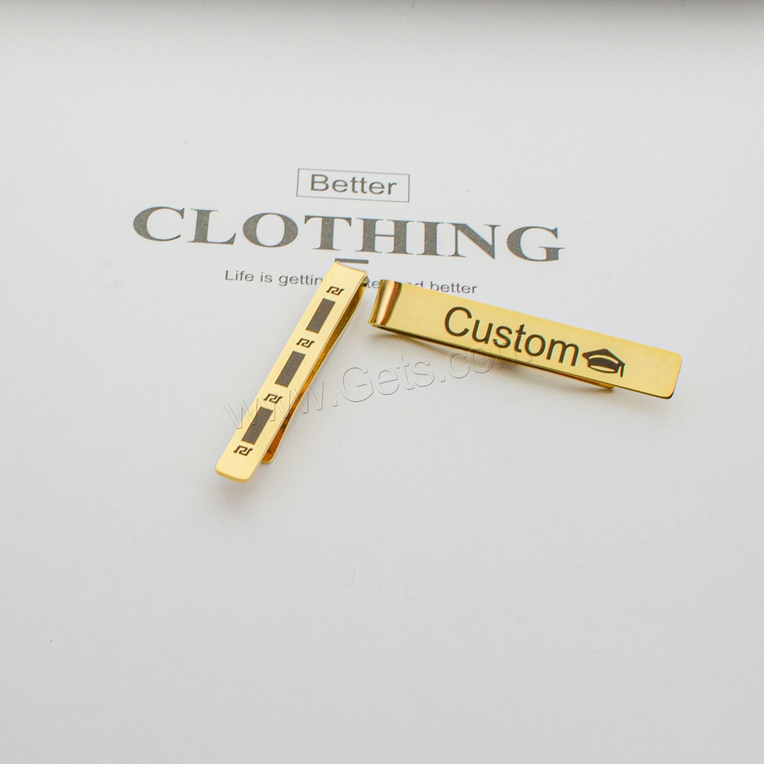 304 Stainless Steel Tie Clip, Vacuum Ion Plating, Each custom text must be less than 10 letters & different size for choice & for man, more colors for choice, Sold By PC
