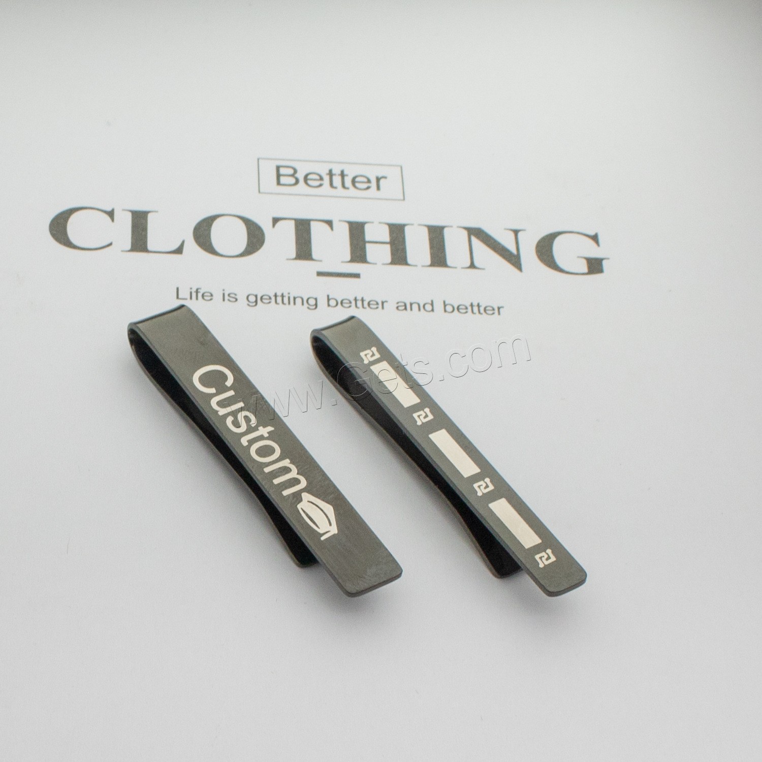 304 Stainless Steel Tie Clip, Vacuum Ion Plating, Each custom text must be less than 10 letters & different size for choice & for man, more colors for choice, Sold By PC