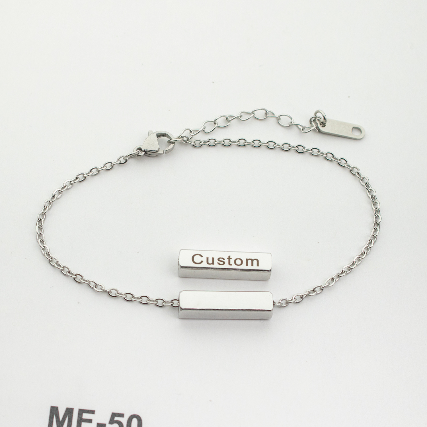 304 Stainless Steel Bracelet, with 1.97inch extender chain, Vacuum Ion Plating, Each custom text must be less than 10 letters & fashion jewelry & Unisex, more colors for choice, Length:Approx 6.69 Inch, Sold By PC