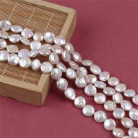 Button Cultured Freshwater Pearl Beads, DIY, white, 12-13mm Approx 14-15 Inch 