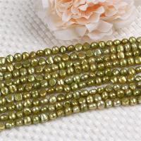 Baroque Cultured Freshwater Pearl Beads, DIY, green, 6.8mm Approx 14-15 Inch 