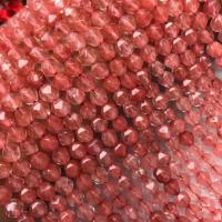 Cuarzo De Cereza, cuarzo cereza, pulido, Superficie de corte en forma de estrella & Bricolaje, Rojo, 6mm, longitud:aproximado 38 cm, Vendido por Sarta
