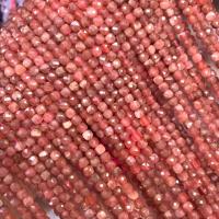 Abalorios de Rodonita, Cuadrado, pulido, Superficie de corte en forma de estrella & Bricolaje, Rojo, 4-4.5mm, longitud:aproximado 38 cm, Vendido por Sarta