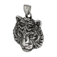 Stainless Steel Animal Pendants, 316 Stainless Steel, Tiger, fashion jewelry & DIY & blacken, black Approx 5mm 