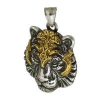 Stainless Steel Pendants, 316 Stainless Steel, Tiger, Vacuum Ion Plating, fashion jewelry & DIY & blacken, two different colored Approx 4mm 