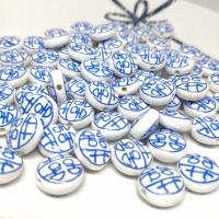 Printing Porcelain Beads, Flat Round, glazed, DIY & decal, blue Approx 