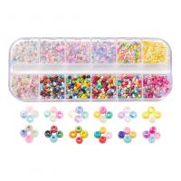 Mixed Glass Seed Beads, Seedbead, with Glass Beads & Plastic Box, Round, DIY Approx 