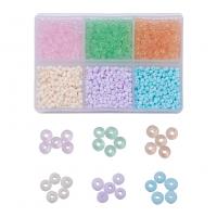 Mixed Glass Bead, Glass Beads, with Plastic Box, Round, DIY & transparent & frosted, mixed colors Approx 