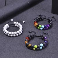 Gemstone Woven Ball Bracelets, with Knot Cord, Double Layer & for woman, 10mm Approx 7-11.8 Inch 