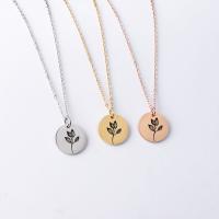 Stainless Steel Jewelry Necklace, 304 Stainless Steel, Round, Vacuum Ion Plating, fashion jewelry & Unisex & with flower pattern 20mm Approx 17.72 Inch 