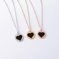 Stainless Steel Jewelry Necklace, 304 Stainless Steel, Round, Vacuum Ion Plating, fashion jewelry & Unisex & with heart pattern 1.5mm,20mm Approx 17.72 Inch 